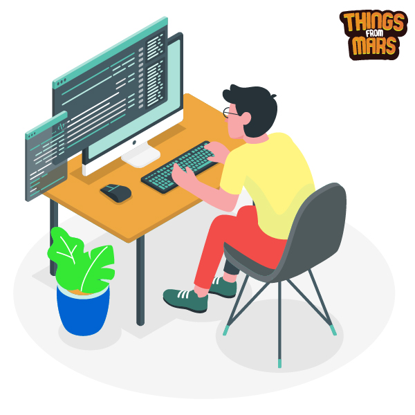 Illustration of a developer coding
